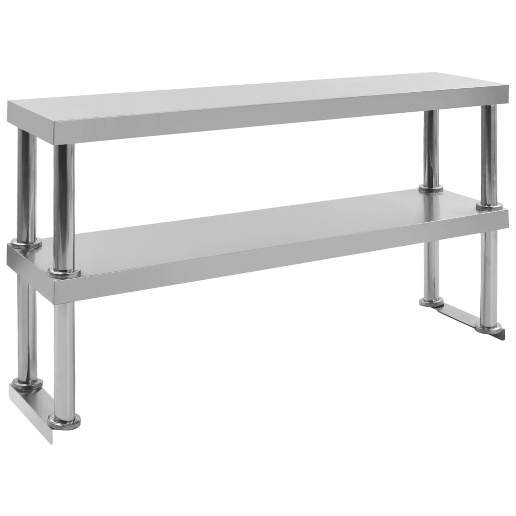 Tavolo Lavoro Cucina con Mensola 120x60x150 cm in Acciaio Inox 3054471