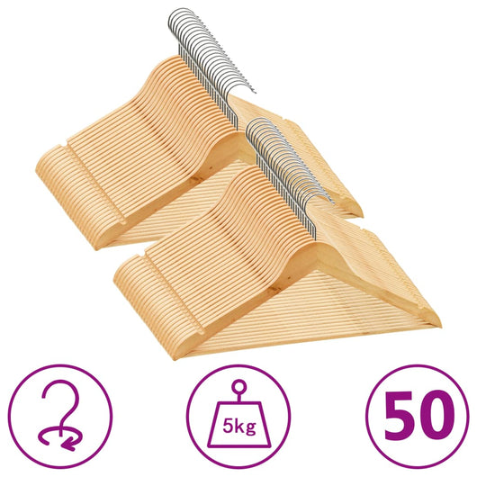 Set Appendiabiti 50 pz Antiscivolo in Legno Massellocod mxl 78937