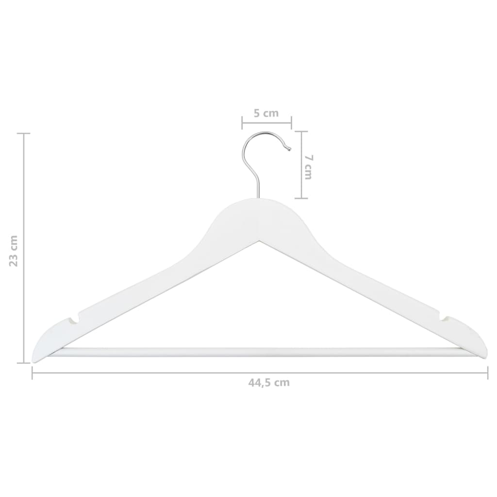 Set Appendiabiti 20 pz Antiscivolo Bianchi in Legno Massello 289914