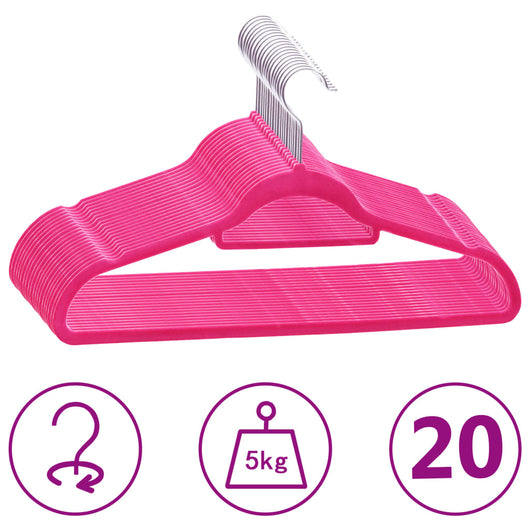 Set Appendiabiti 20 pz Antiscivolo Rosa in Velluto 289923