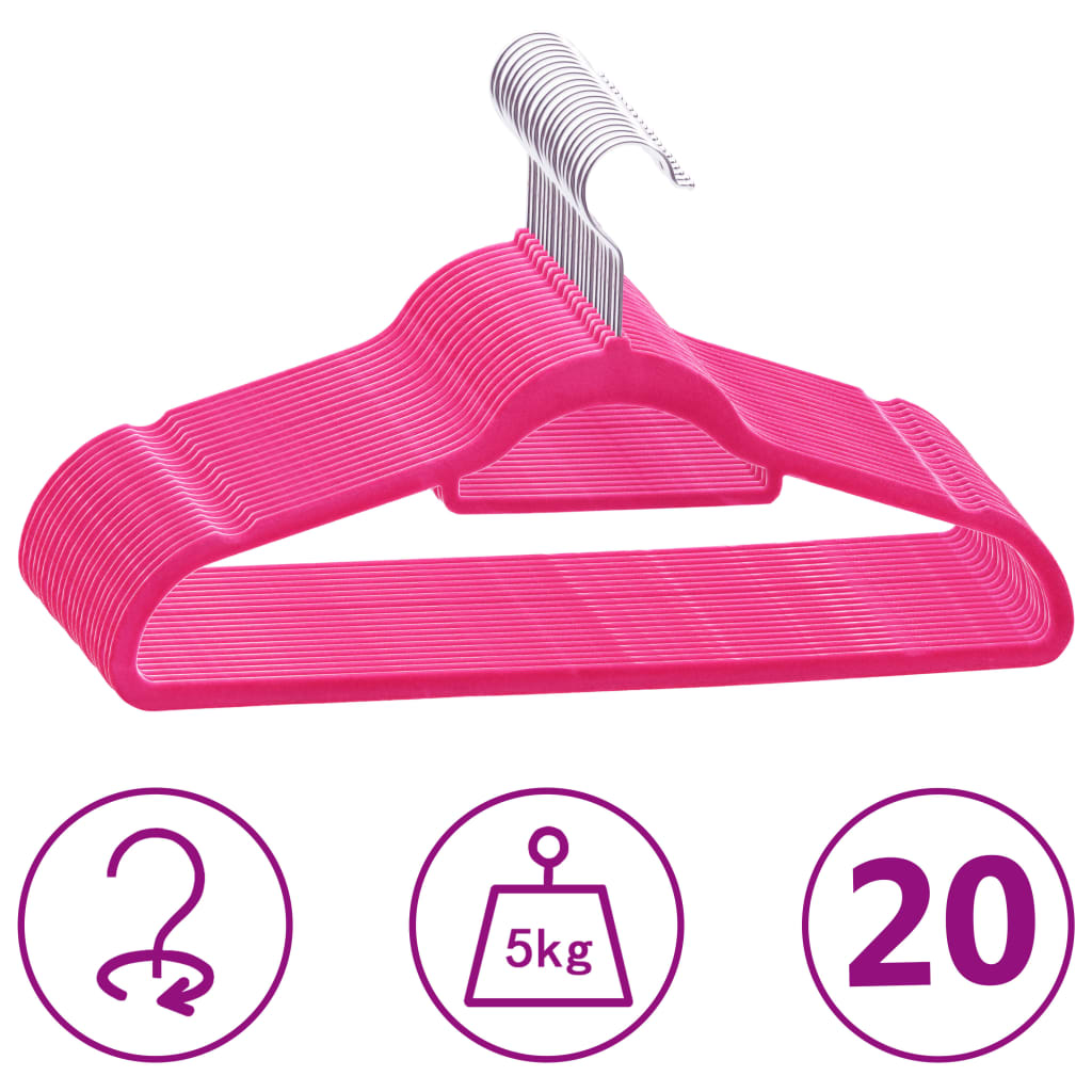 Set Appendiabiti 20 pz Antiscivolo Rosa in Vellutocod mxl 127712