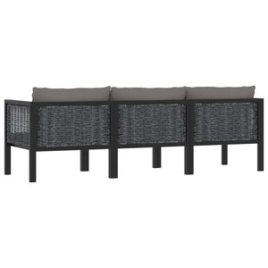 Divano a 3 Posti con Cuscini Antracite in Polyrattan cod mxl 39663