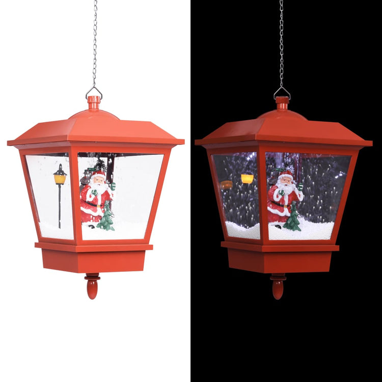 Lampada Natalizia Sospesa LED e Babbo Natale Rossa 27x27x45 cm