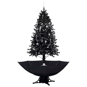 Albero di Natale con Nevicata e Base ad Ombrello Nero 190cm PVC 289934