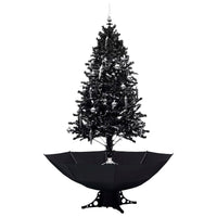 Albero di Natale con Nevicata e Base ad Ombrello Nero 190cm PVC