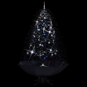 Albero di Natale con Nevicata e Base ad Ombrello Nero 190cm PVC 289934