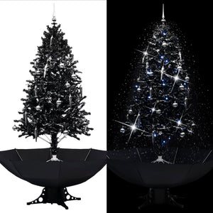 Albero di Natale con Nevicata e Base ad Ombrello Nero 190cm PVC 289934