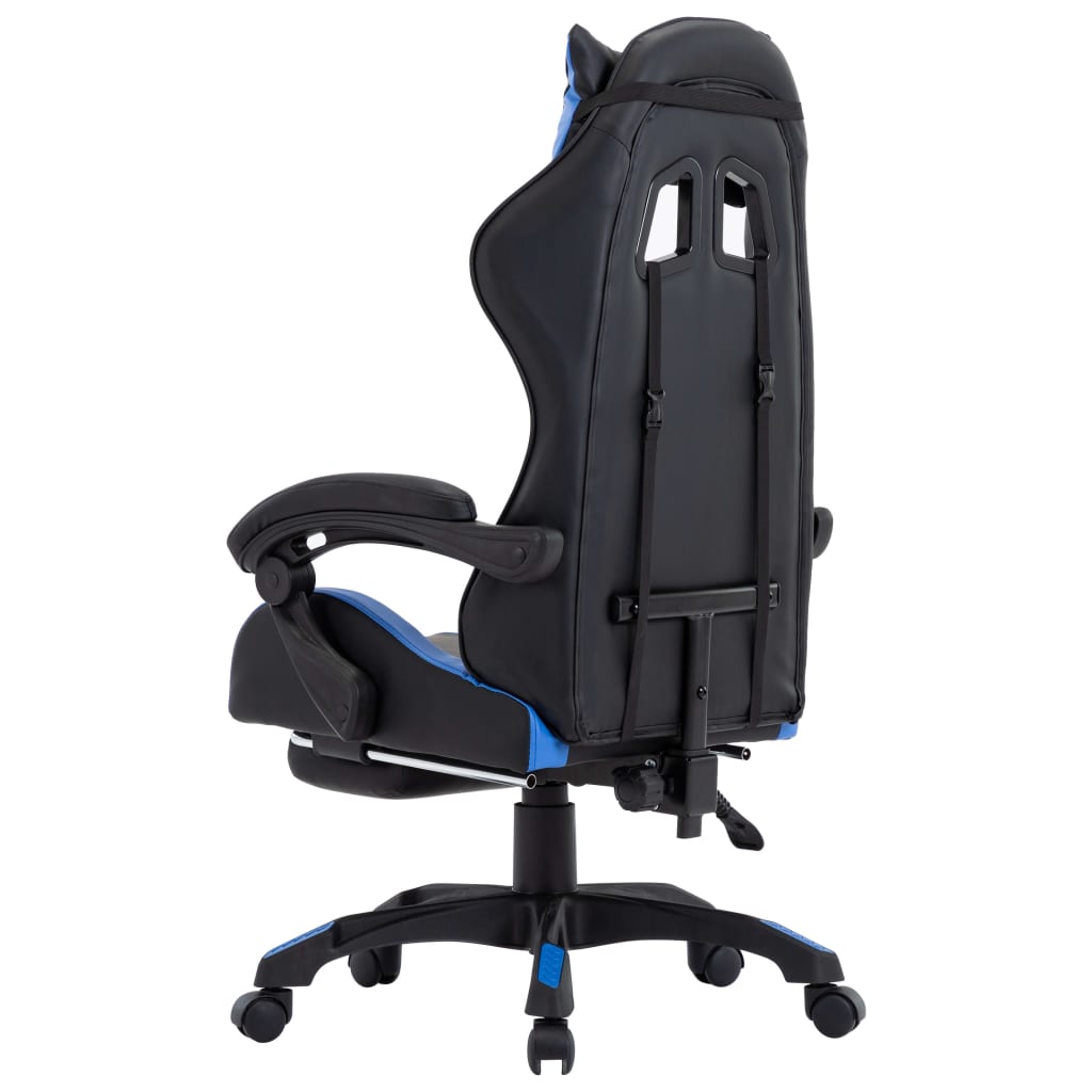 Sedia da Gaming con Poggiapiedi Blu e Nera in Similpelle 287986