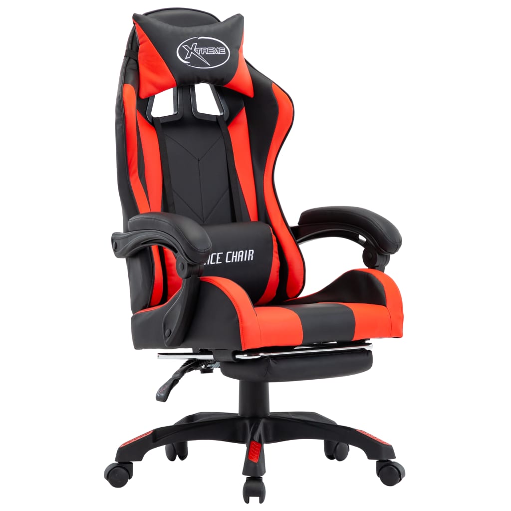 Sedia da Gaming con Poggiapiedi Rossa e Nera in Similpelle cod mxl 34053