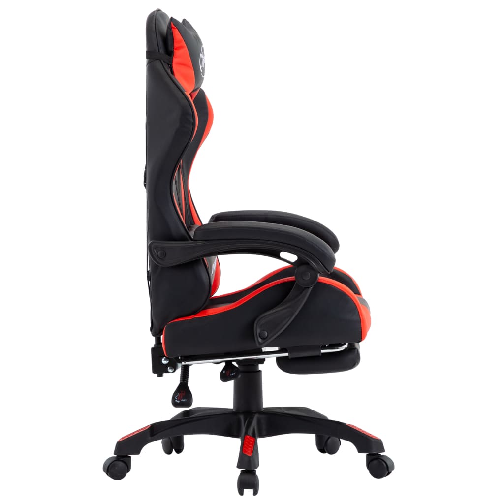 Sedia da Gaming con Poggiapiedi Rossa e Nera in Similpelle cod mxl 34053