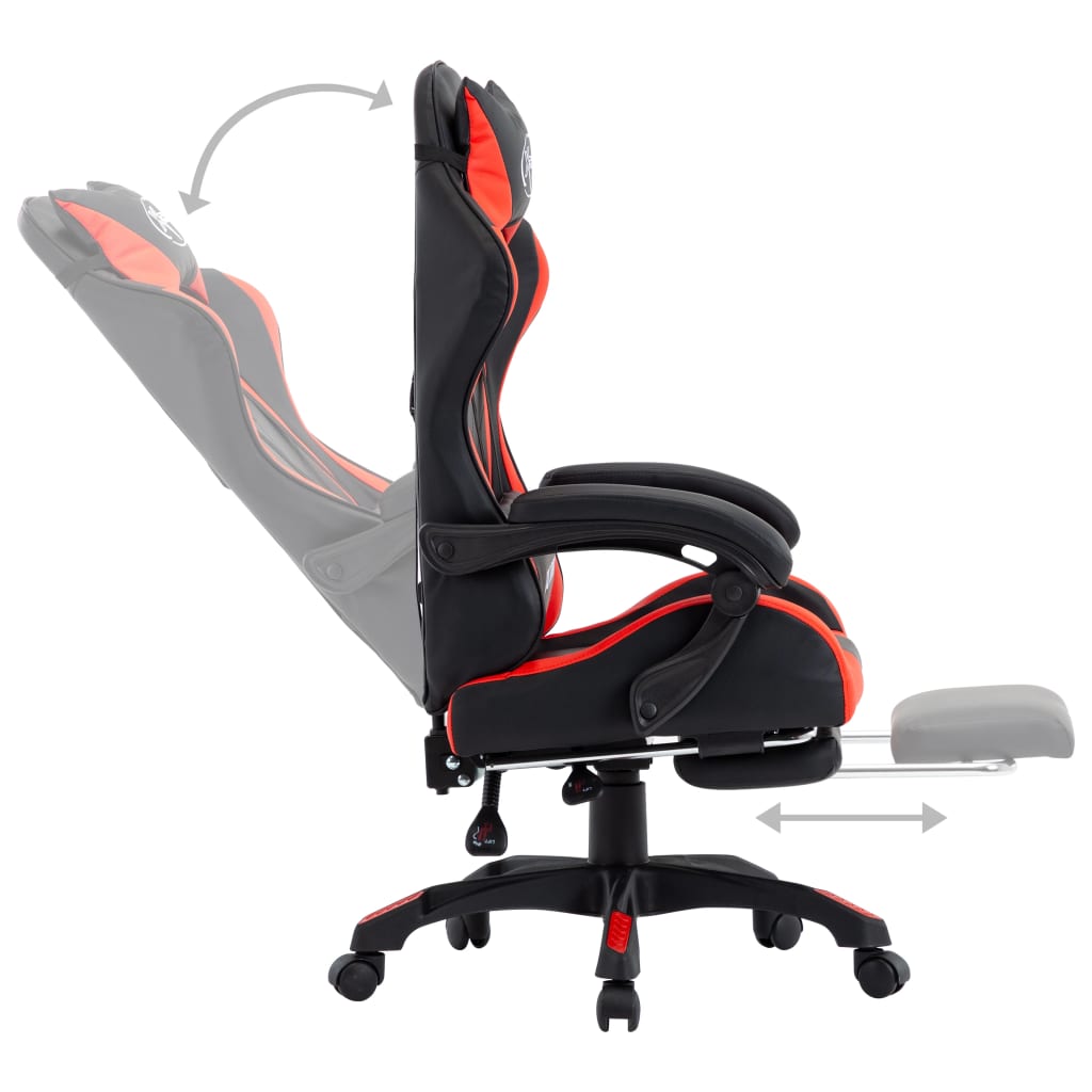 Sedia da Gaming con Poggiapiedi Rossa e Nera in Similpelle cod mxl 34053