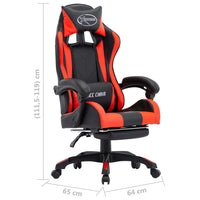 Sedia da Gaming con Poggiapiedi Rossa e Nera in Similpelle cod mxl 34053