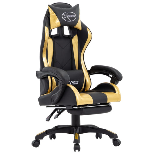 Sedia da Gaming con Poggiapiedi Oro e Nera in Similpelle 287988