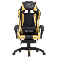 Sedia da Gaming con Poggiapiedi Oro e Nera in Similpelle 287988