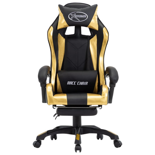 Sedia da Gaming con Poggiapiedi Oro e Nera in Similpelle 287988