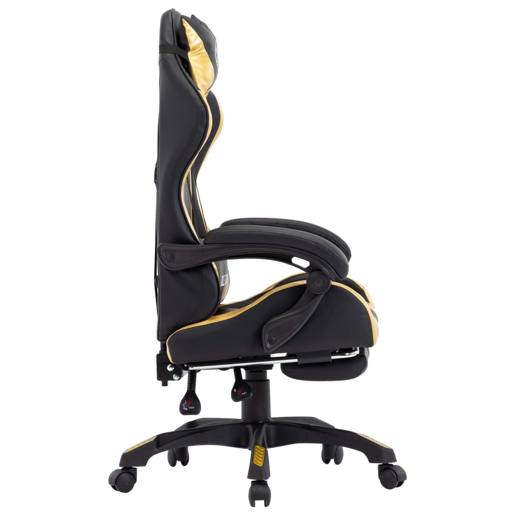 Sedia da Gaming con Poggiapiedi Oro e Nera in Similpelle 287988