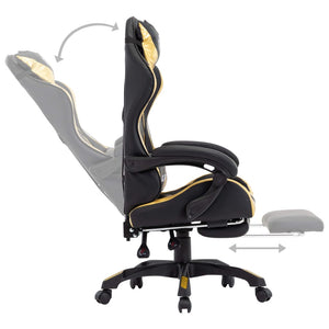 Sedia da Gaming con Poggiapiedi Oro e Nera in Similpelle 287988