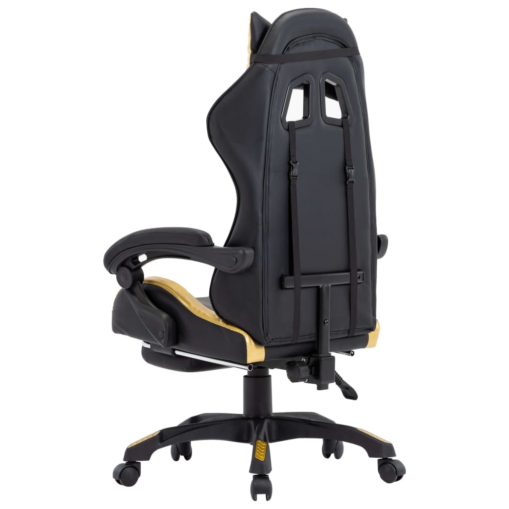 Sedia da Gaming con Poggiapiedi Oro e Nera in Similpelle 287988