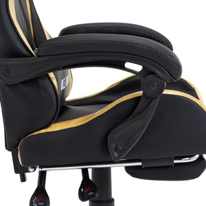 Sedia da Gaming con Poggiapiedi Oro e Nera in Similpelle 287988