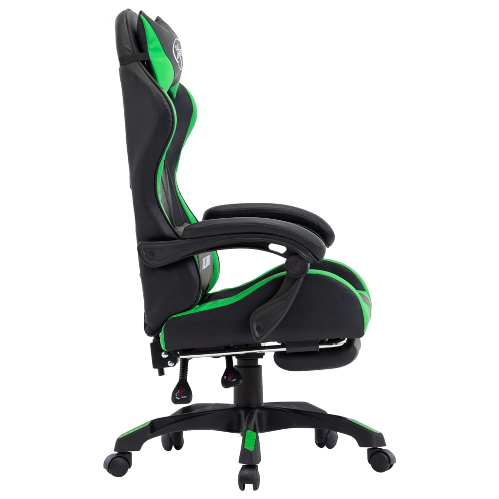 Sedia da Gaming con Poggiapiedi Verde e Nera in Similpellecod mxl 95281