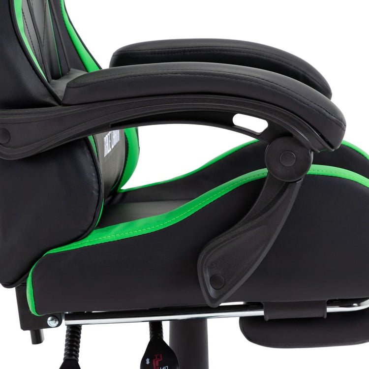 Sedia da Gaming con Poggiapiedi Verde e Nera in Similpelle 287989