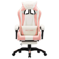 Sedia da Gaming con Poggiapiedi Rosa e Bianca in Similpelle 287994