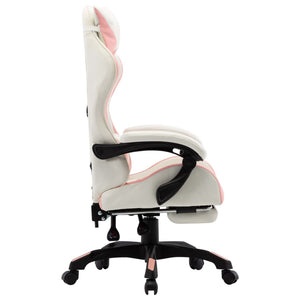 Sedia da Gaming con Poggiapiedi Rosa e Bianca in Similpelle 287994