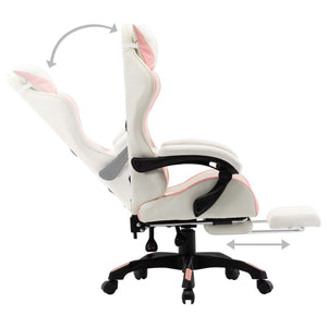 Sedia da Gaming con Poggiapiedi Rosa e Bianca in Similpelle 287994