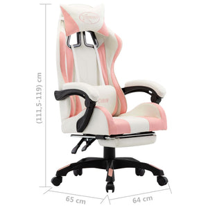 Sedia da Gaming con Poggiapiedi Rosa e Bianca in Similpelle 287994