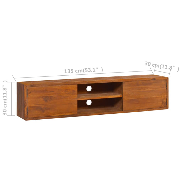 Mobile TV a Parete 135x30x30 cm in Legno Massello di Teak cod mxl 23535