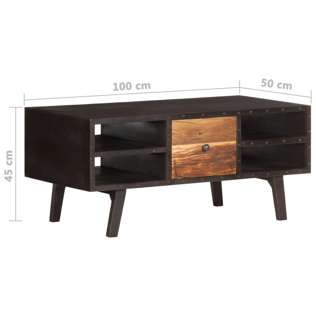 Tavolino da Caffè 100x50x45 cm in Legno Massello di Recupero cod mxl 9002