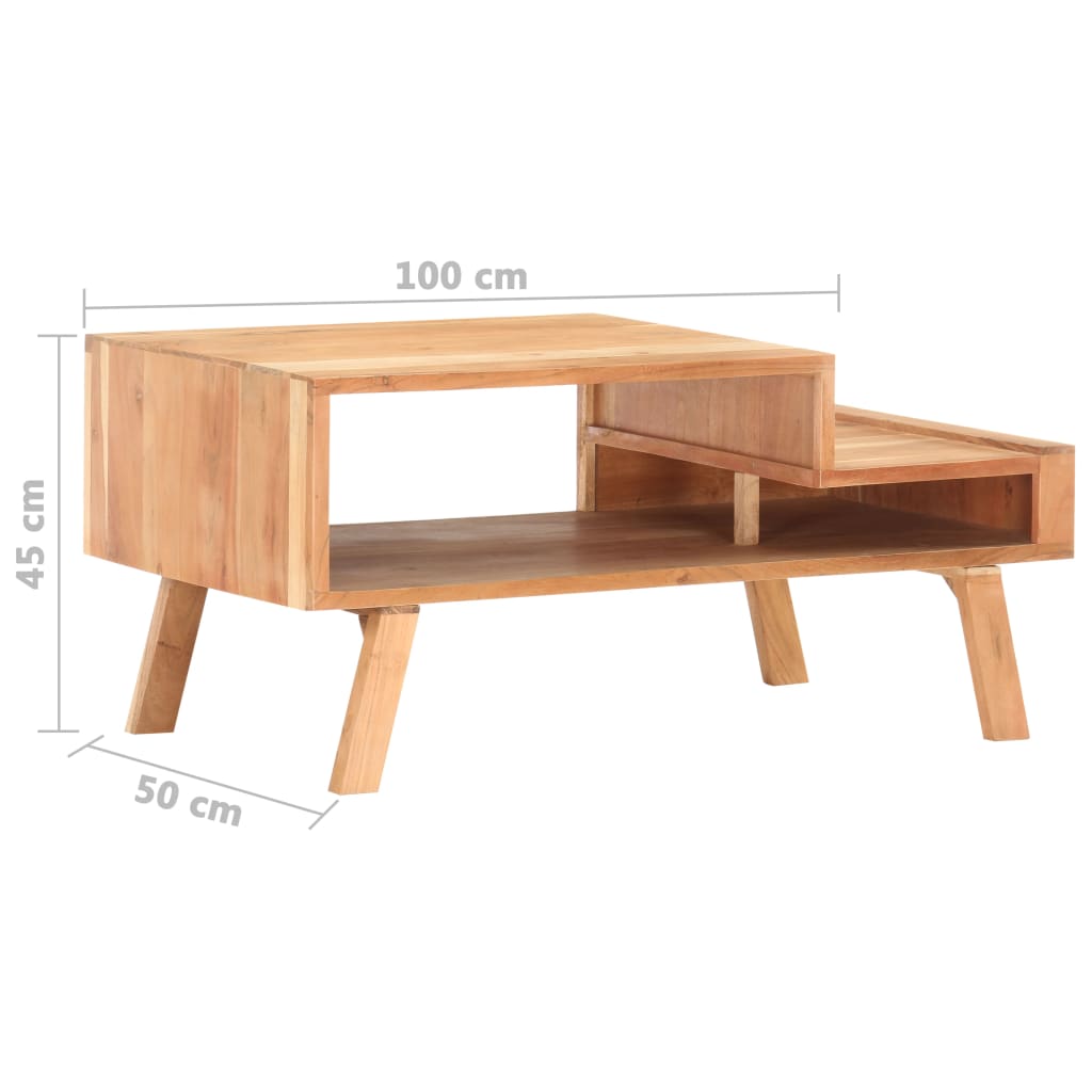 Tavolino da Caffè 100x50x45 cm in Legno Massello di Acacia