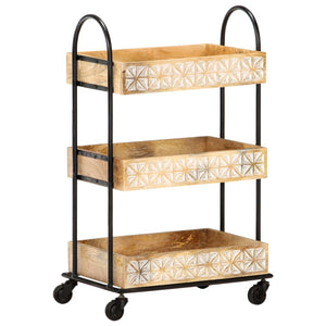 Carrello da Cucina a 3 Livelli 46x30x76 cm in Massello di Mango cod mxl 67150