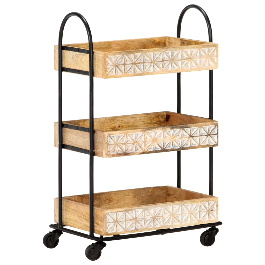 Carrello da Cucina a 3 Livelli 46x30x76 cm in Massello di Mango cod mxl 67150