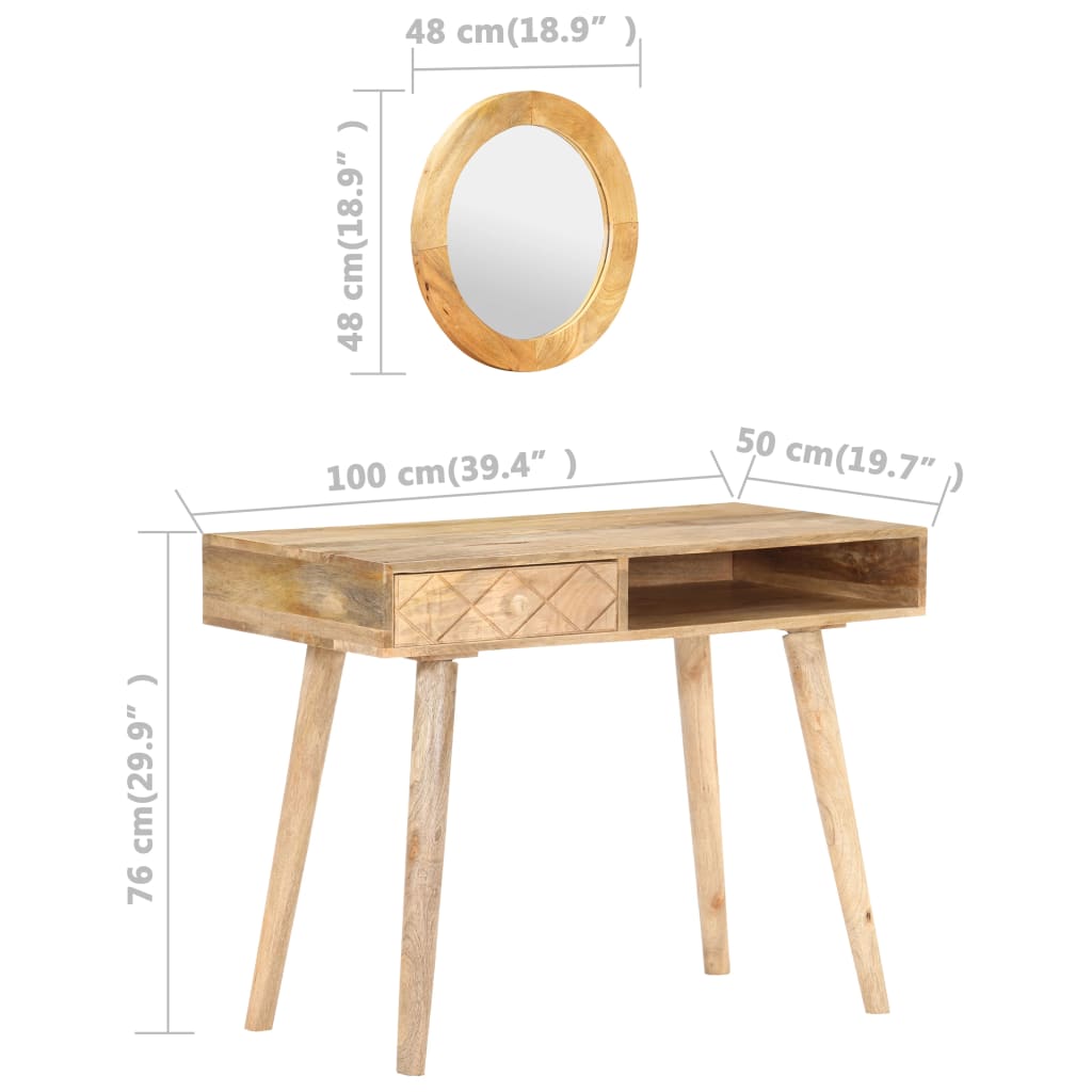 Tavolino da Trucco 100x50x76 cm in Legno Massello di Mango 289636