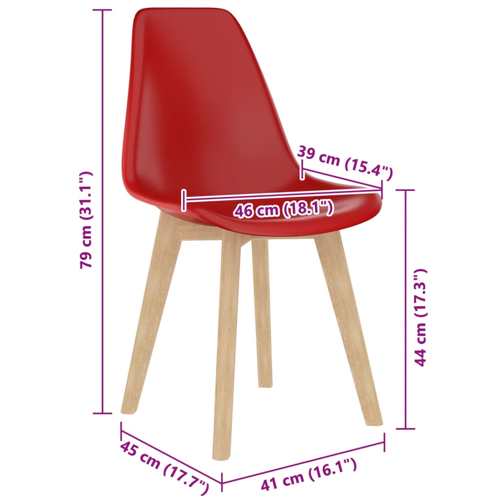 Sedie da Pranzo 4 pz Rosse in Plastica 289120