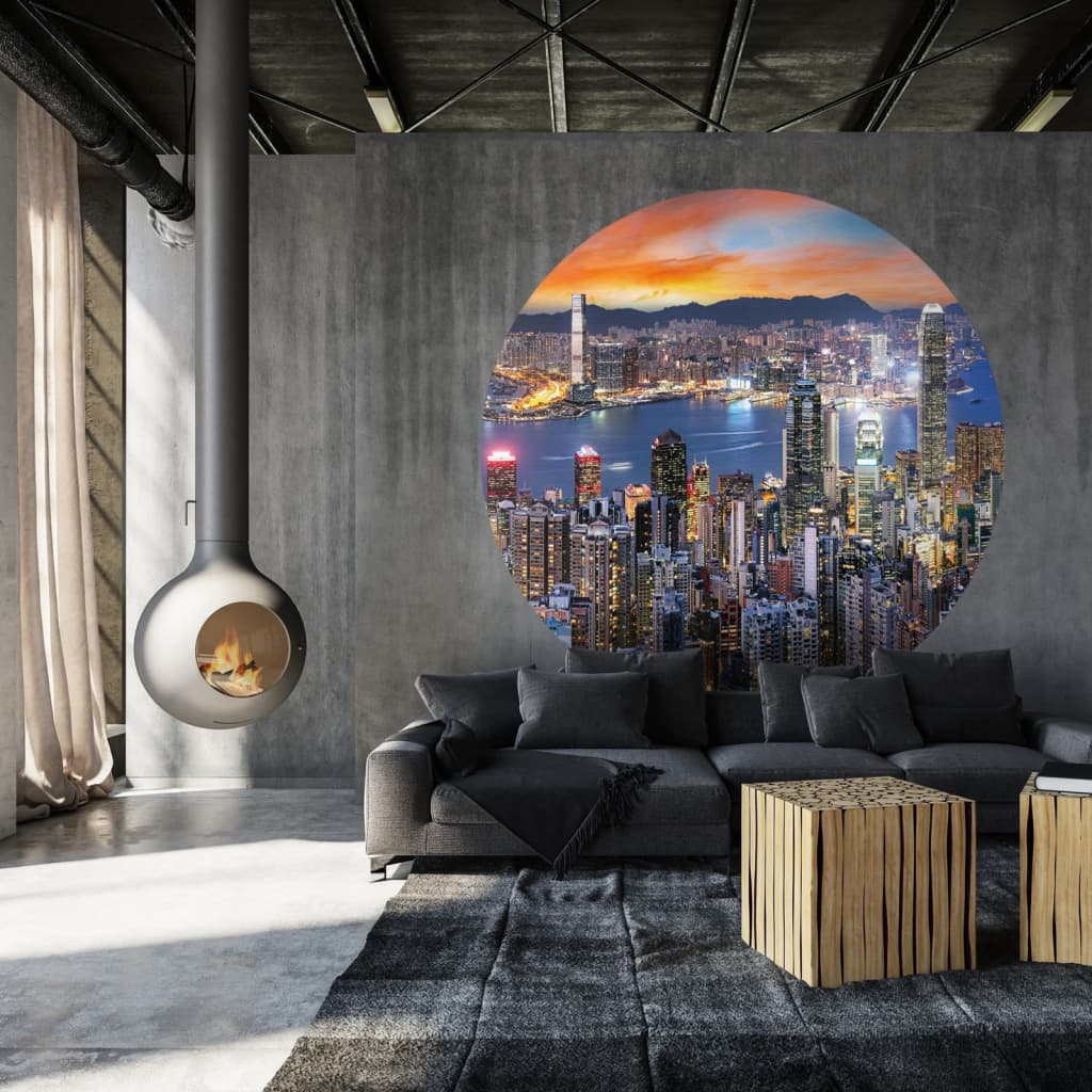 WallArt Cerchio Carta da Parati Skyline by Night 190 cm cod mxl 60234