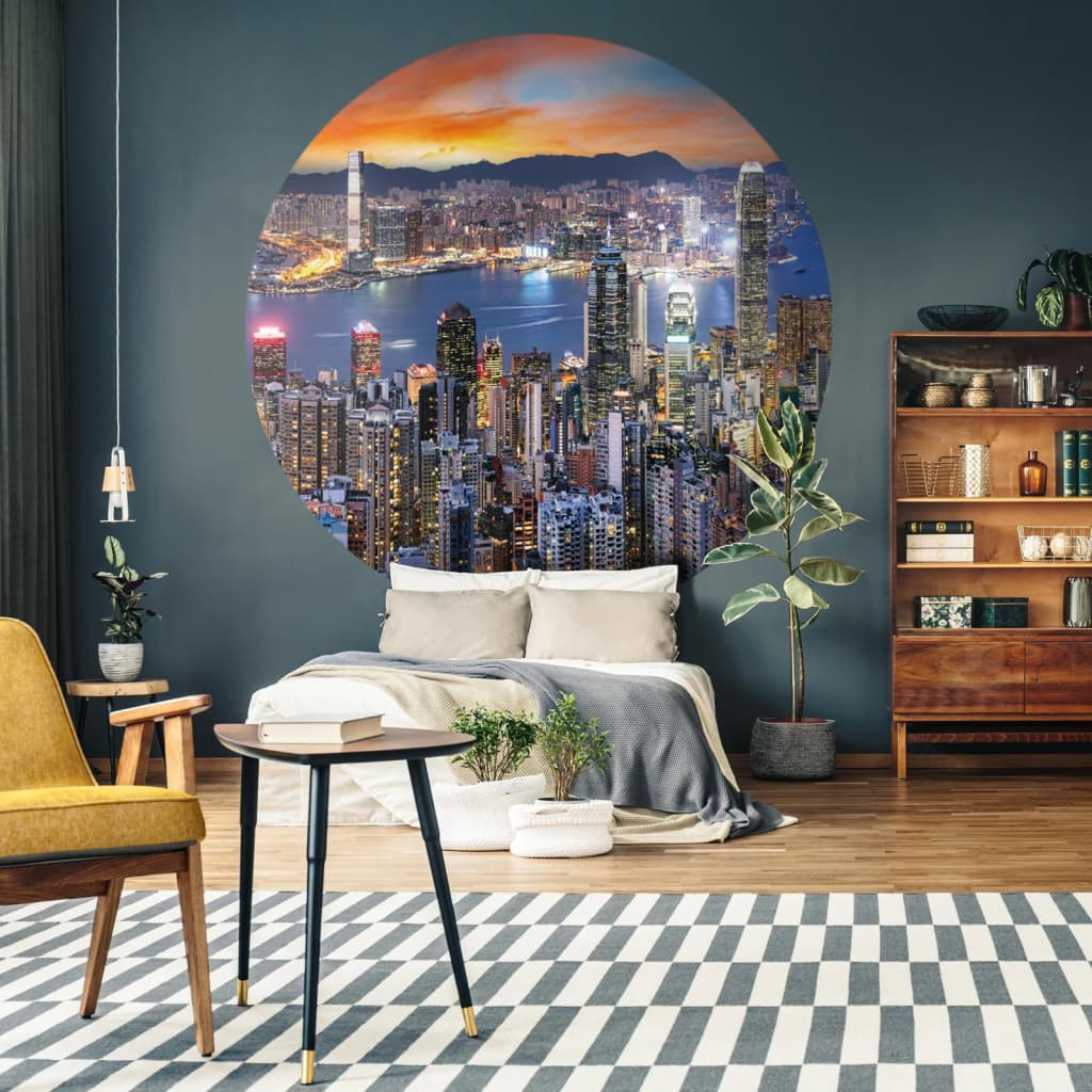 WallArt Cerchio Carta da Parati Skyline by Night 190 cm cod mxl 60234