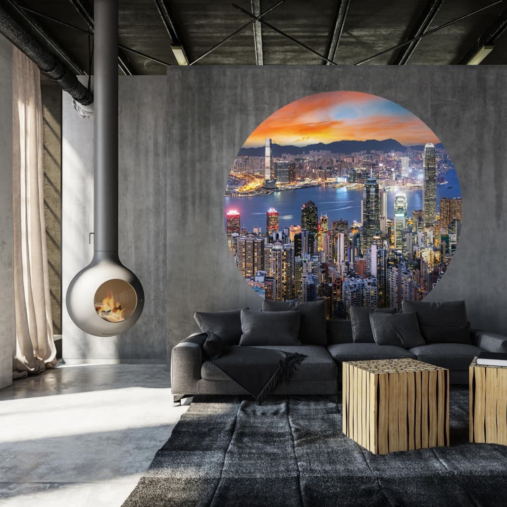 WallArt Cerchio Carta da Parati Skyline by Night 142,5 cm cod mxl 59049