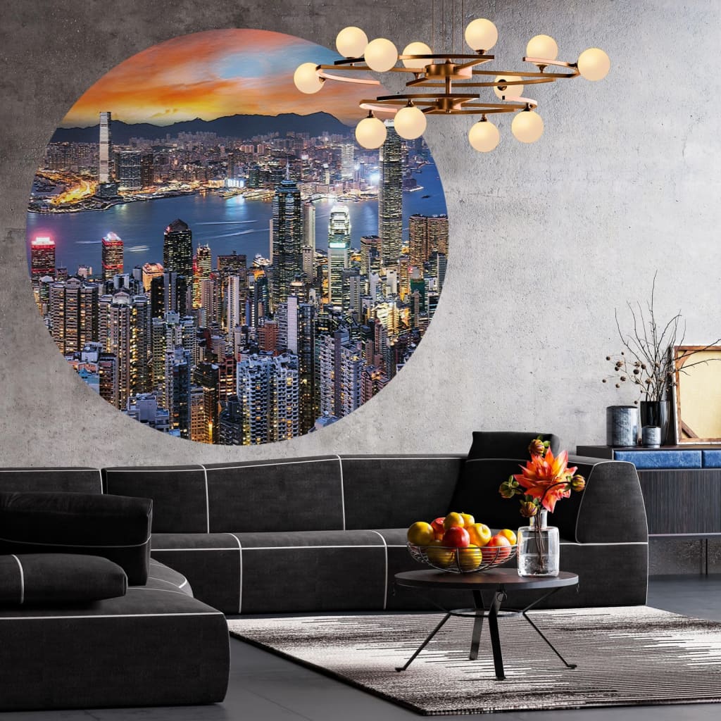 WallArt Cerchio Carta da Parati Skyline by Night 142,5 cm cod mxl 59049