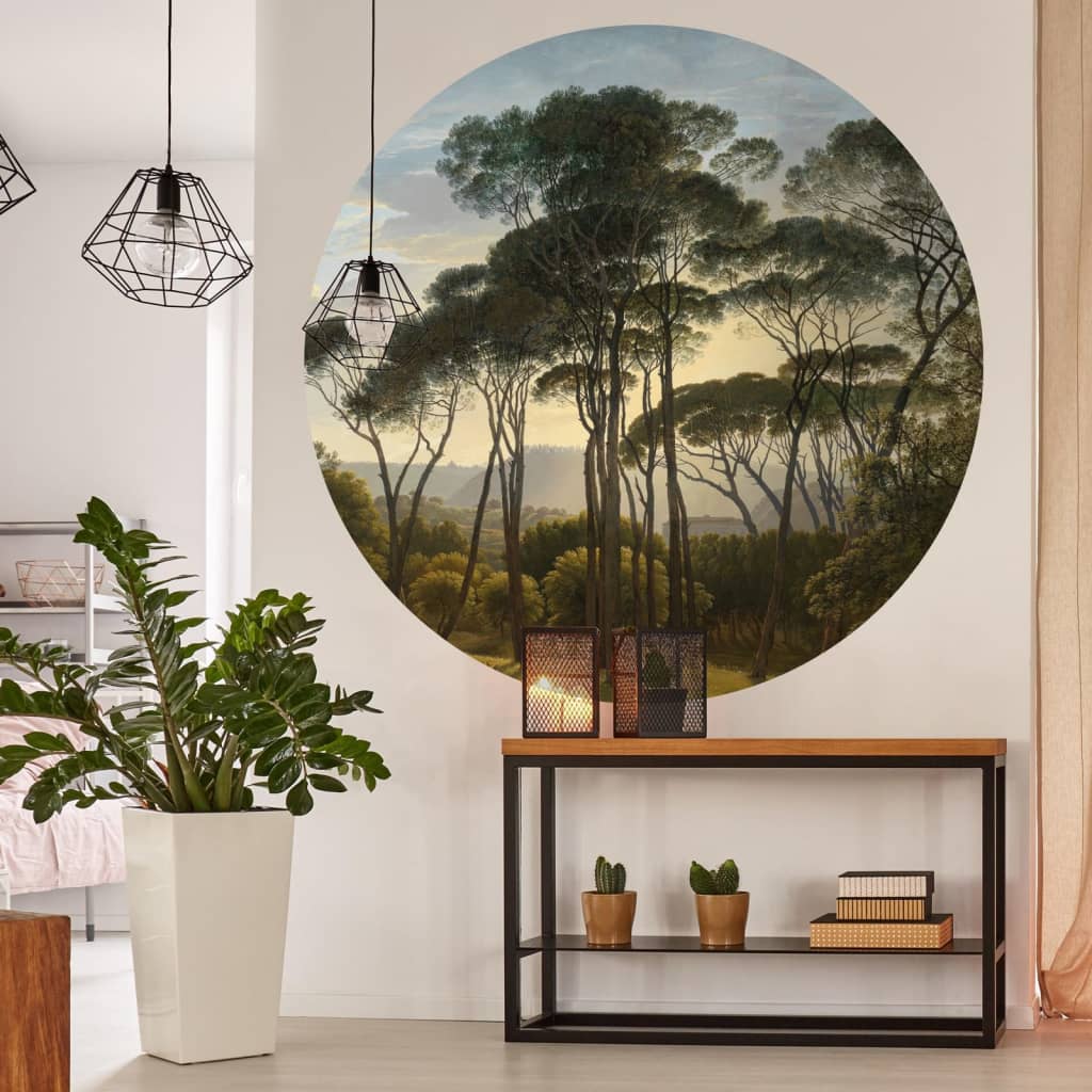 WallArt Carta da Parati Circolare Umbrella Pines in Italy 142,5 cm 440360