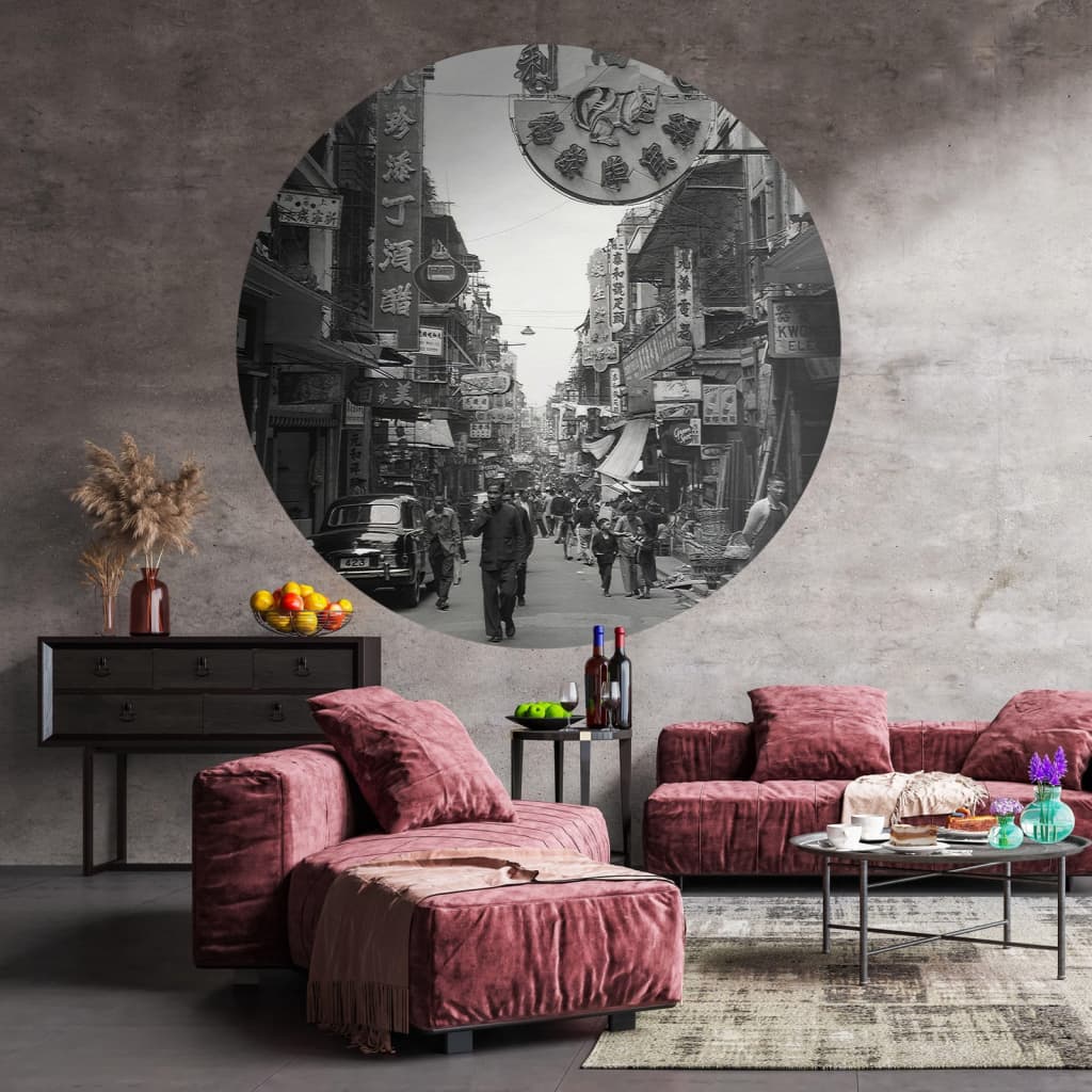 WallArt Carta da Parati Circolare Hong Kong the Old Days 190 cm cod mxl 59105