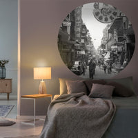 WallArt Carta da Parati Circolare Hong Kong the Old Days 142,5 cm 440372