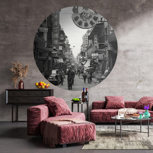 WallArt Carta da Parati Circolare Hong Kong the Old Days 142,5 cm cod mxl 59101