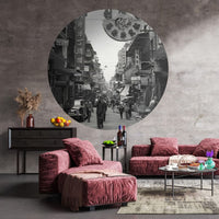 WallArt Carta da Parati Circolare Hong Kong the Old Days 142,5 cm 440372