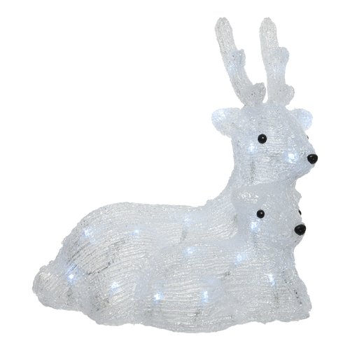 Decoro kaemingk 491091 renna acrilico con cucciolo 40 led con timer bi