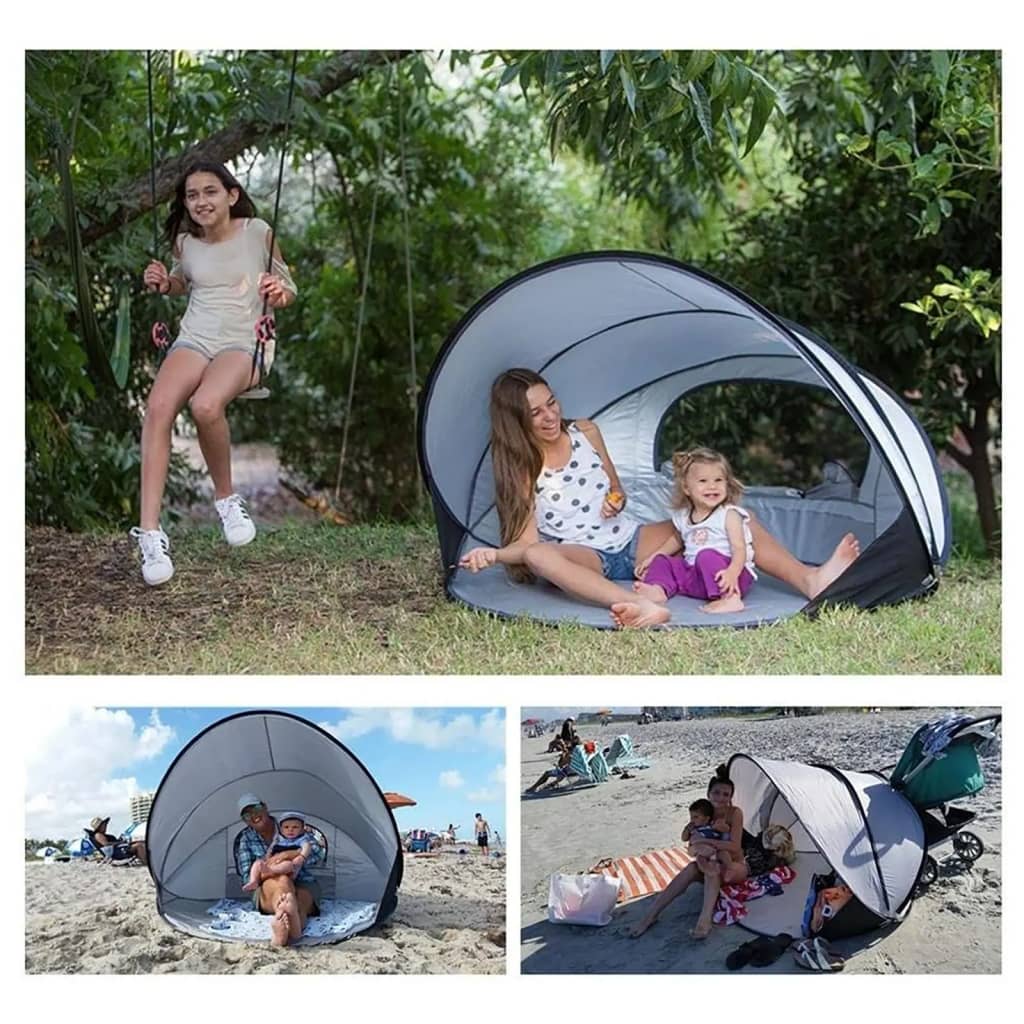 DERYAN Tenda da Spiaggia di Lusso Pop-up XXL 155x133x95 cm Argento 442154