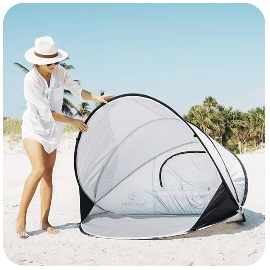 DERYAN Tenda da Spiaggia di Lusso Pop-up XXL 155x133x95 cm Argento 442154