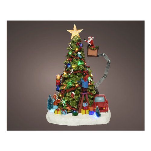 Albero con scaletta babbo e luci kaemingk 480871