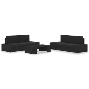 Set Divani da Giardino 5 pz in Polyrattan Nero cod mxl 39668